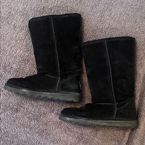 BearPaw Women's Black Suede Boots Fur Lined